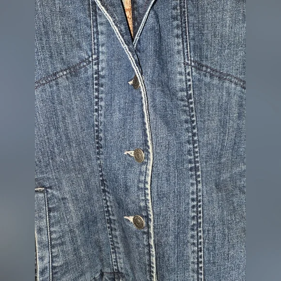 Eddie Bauer Denim Jean Jacket Blazer Button Closure Long Sleeve Pockets sz XL - Picture 3 of 4